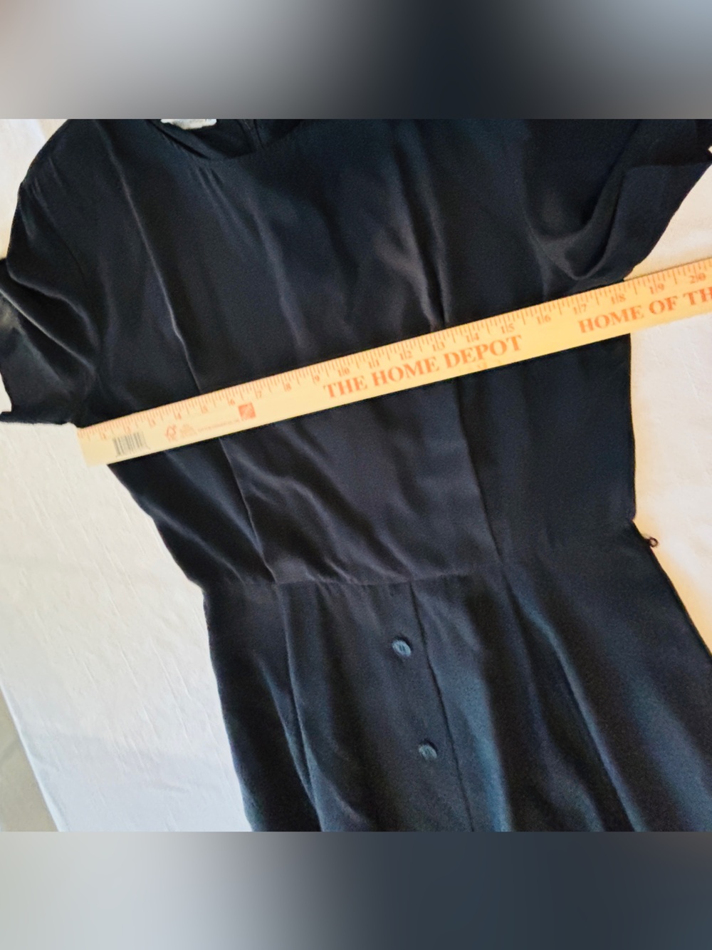 Talbots Beautiful Classic Black Silk Vintage Short Sleeve Midi Dress Women’s 12 - Picture 5 of 8